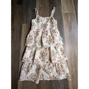 Old Navy Tiered Maxi Dress Girls XL 14-16 Cream Floral Excellent Sleeveless Boho